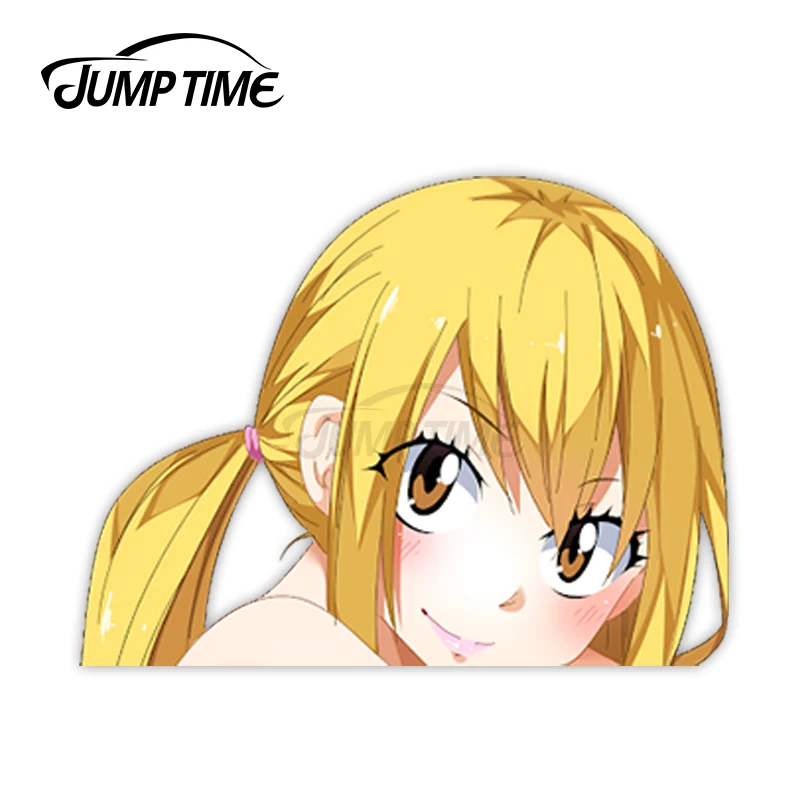 Jump Time Fairy Tail Lucy Heartfilia 55 7 4 Big Head Anime Peeker Vinyl Decal Waifu Kawaii Girl Car Stickers Car Stickers Aliexpress