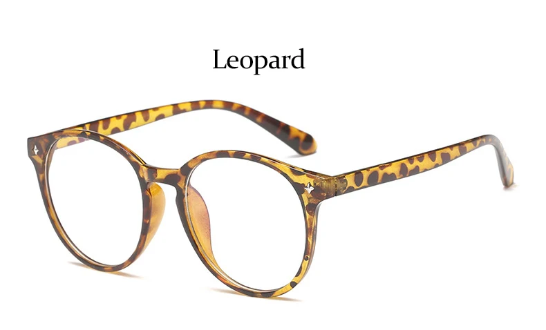 Leopard Модный женский круглый синий светильник, светофильтр, очки, Ретро стиль, прозрачные женские очки, дизайнерский бренд, черная рамка для оптики oculos - Цвет оправы: Leopard