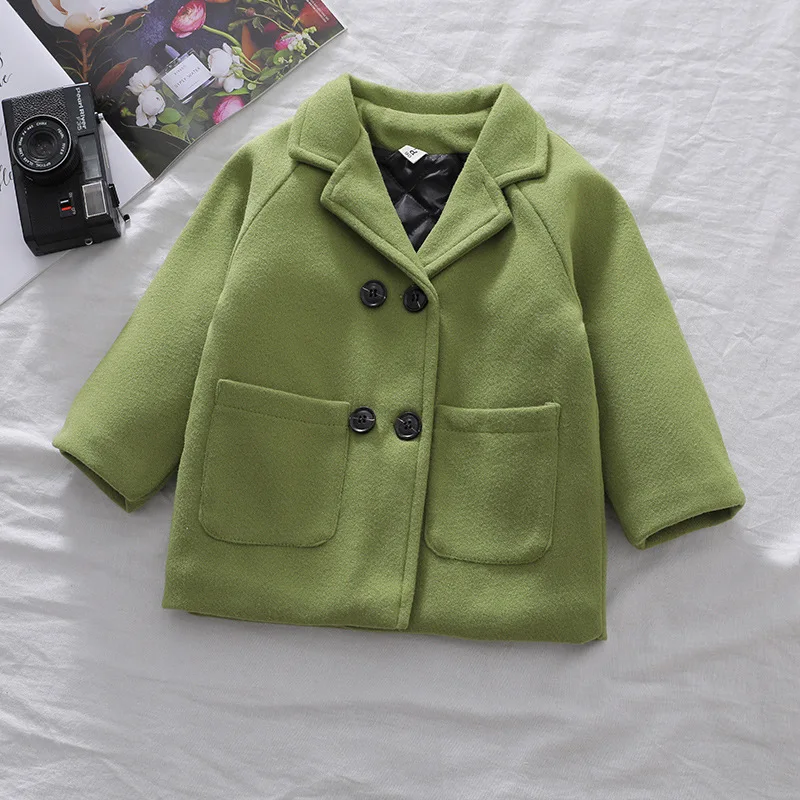 2-7Years Infant Kids Baby Boys Outerwear Coats Solid Wool Blends Spring Autumn Jacket Long Sleeve Fashion Children Clothing - 3