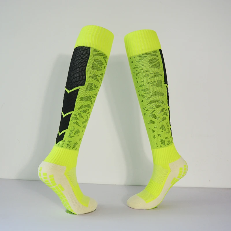 Мужские Нескользящие носки для футбола, дышащие носки до колена с махровой подошвой, носки для футбола, походов, спортивные тренировочные носки для игры в мяч, 1 пара - Color: Camouflage Green