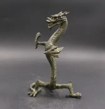 

Superb Collectible Old Handwork Carving Bronze Fierce Standing Dragon Statue