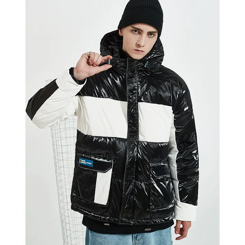 Супер качество водонепроницаемые зимние пуховые пальто мужские повседневные модные блестящие пуховики Верхняя одежда Мужская толстая пуховая куртка JK-809