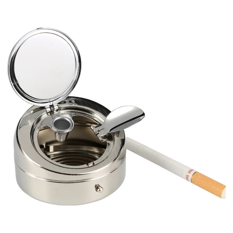 Pocket Ashtray With Cover Personality Fashion Portable Car Ashtray Smokeless Ash Tray Cup Metal Mini Portable