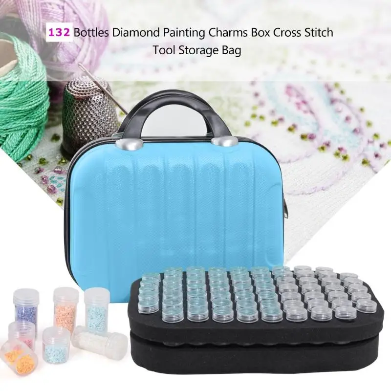 

132 Bottles Diamond Painting Storage Box Bead Container Embroidery Handbag
