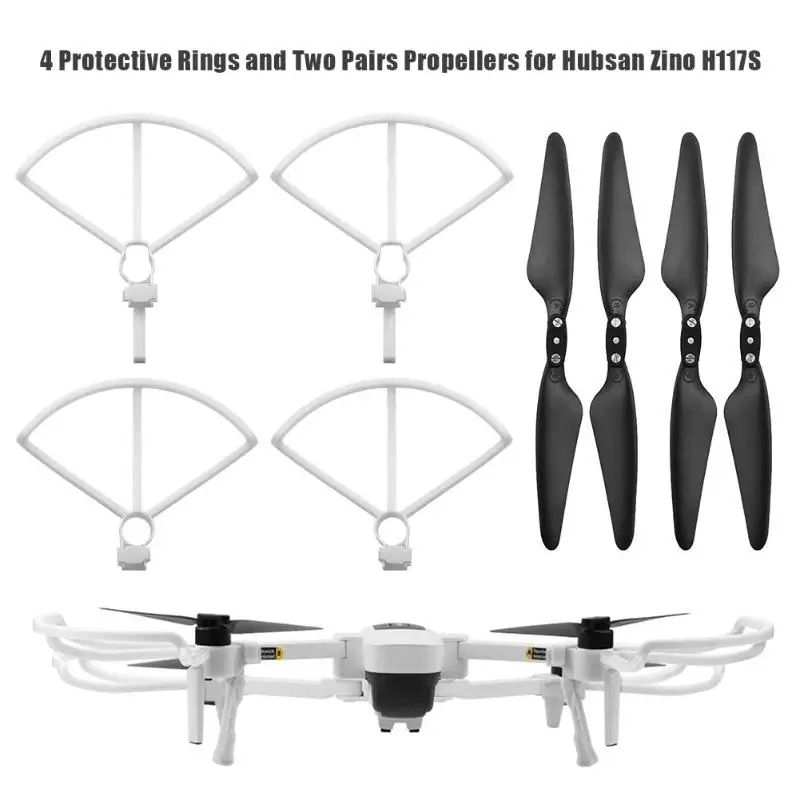4 шт. пропеллер Защитная крышка кольцо+ пропеллеры для Hubsan Zino H117S Радиоуправляемый Дрон быстрая Разборка и сборка Гибкая Прямая
