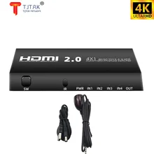 

4x1 hdmi switch 4k 60hz 4 porta hdmi caixa de interruptor com receptor ir 4 em 1 para fora interruptor hdmi switcher selector