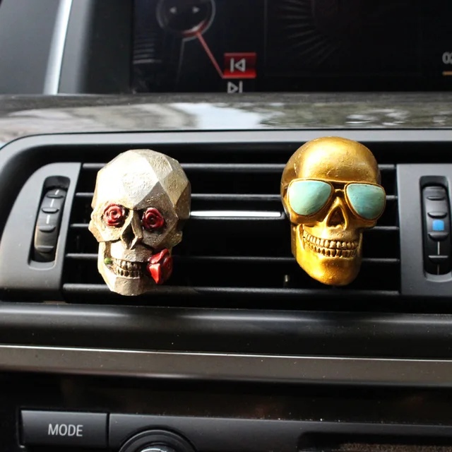 Halloween Evil Skull Trio Ghost Creative Car Vents Resin Decorations Car Interior Decoration Halloween Head Statue 2022 3