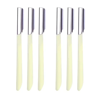 

6Pcs Stainless Steel Eyebrow Razor Sharp Eyebrow Trimmer Practical Eyebrow Shaver Yellow