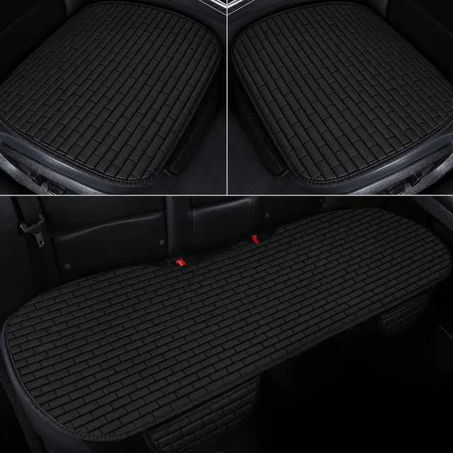 Car seat cover front/rear flax seat protect cushion automobile seat cushion protector pad car covers mat protect Black 1set