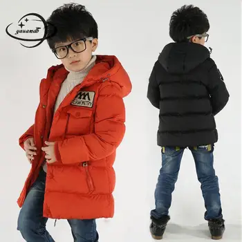 

kids Parkas jacket winter Boys coats clothing Zipper Hooded long style Thicken Comfortable soft children's outerwear clothes h54