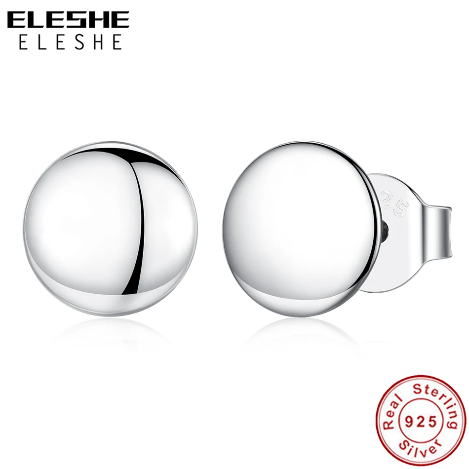 ELESHE Новые Настоящее серебро 925 проба навсегда круглые серьги для женщин модные Капельки серьги-гвоздики Свадебные украшения Brincos