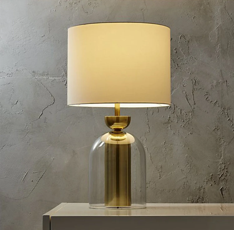 

E27 glass table Lamp modern new design Table Lamp LED table Light fabric shade glass base decoration lamp apartment lamp