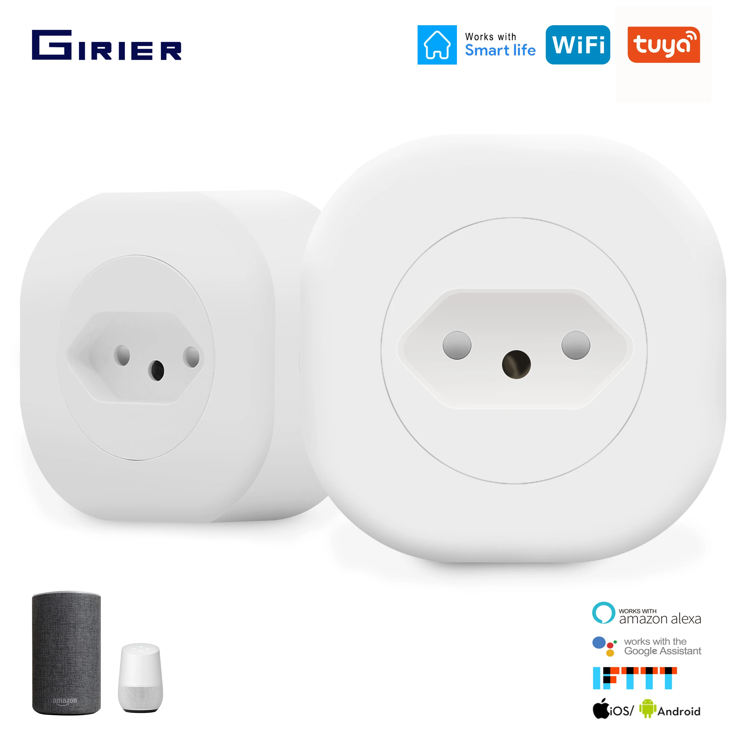 

4 Pcs Brazil 16A Smart Wifi Plug Socket with Power Monitor Voice Support Google Home Alexa Tuya App Timing Remote Control Outlet