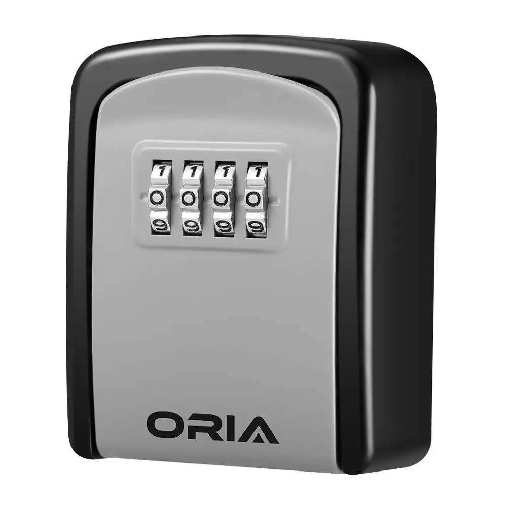 ORIA-caja de llave con contraseña para decoración para llaves, candado de almacenamiento de llaves montado en la pared, para exteriores, cerradura para caja de seguridad, color gris