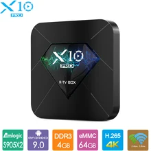 R-tv Box X10 Pro Android 9,0 tv BOX Amlogic S905X2 tv Box 4 ГБ 32 ГБ 64 Гб BT4.0 USB3.0 2,4G/5G двойной wifi 3D 4K HDR телеприставка