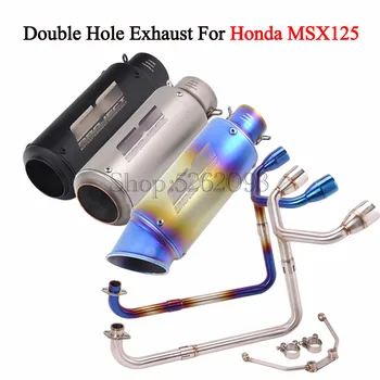 

New For HONDA MSX125 Motorcycle Double Exhaust Full System Escape Moto Muffler Modified Front Link Pipe Without DB Killer Laser