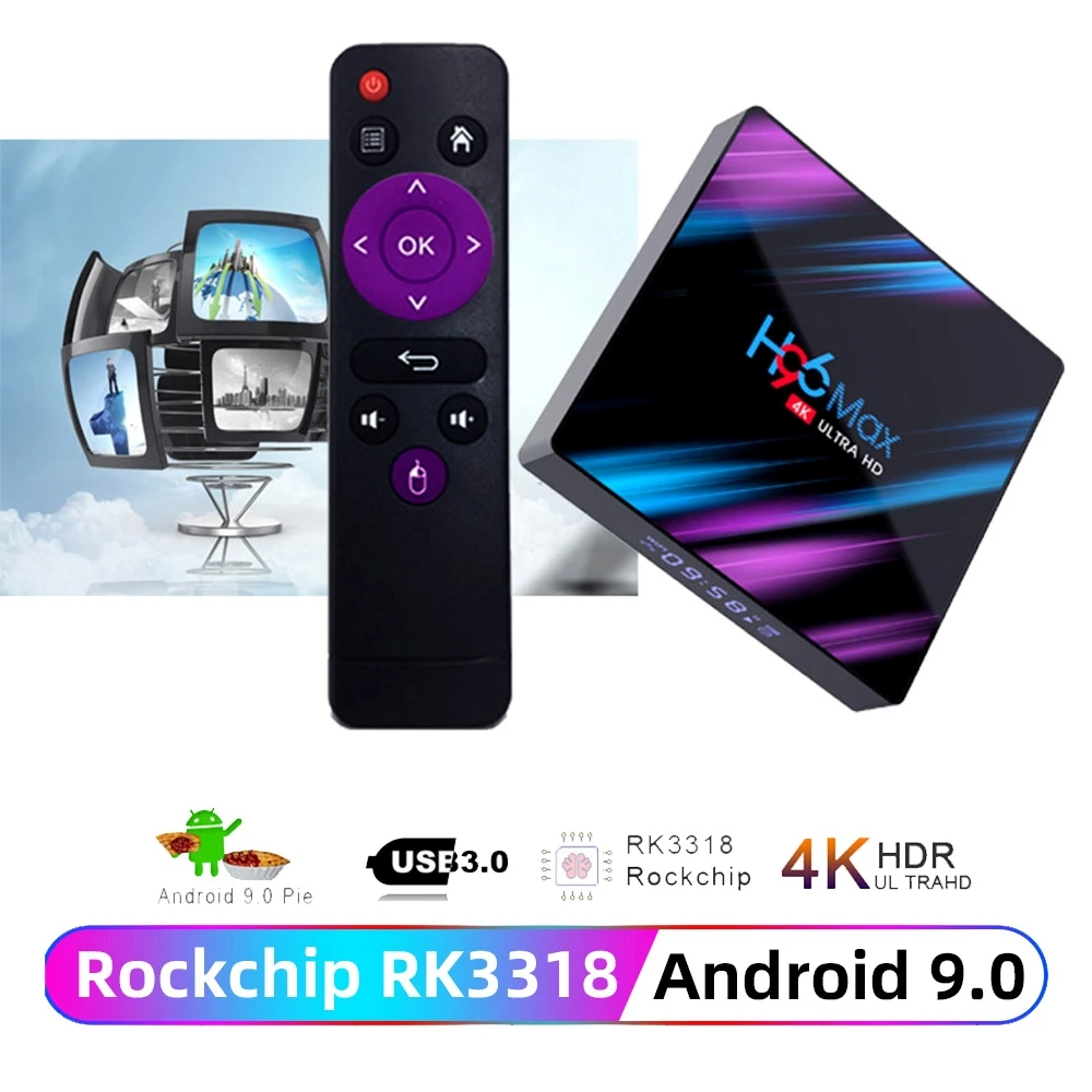

TV Box android 9.0 H96max full hd rk 3318 Support iptv subscription france for Smart TV Set Top Box Bluetooth4.0 USB 3.0 Google