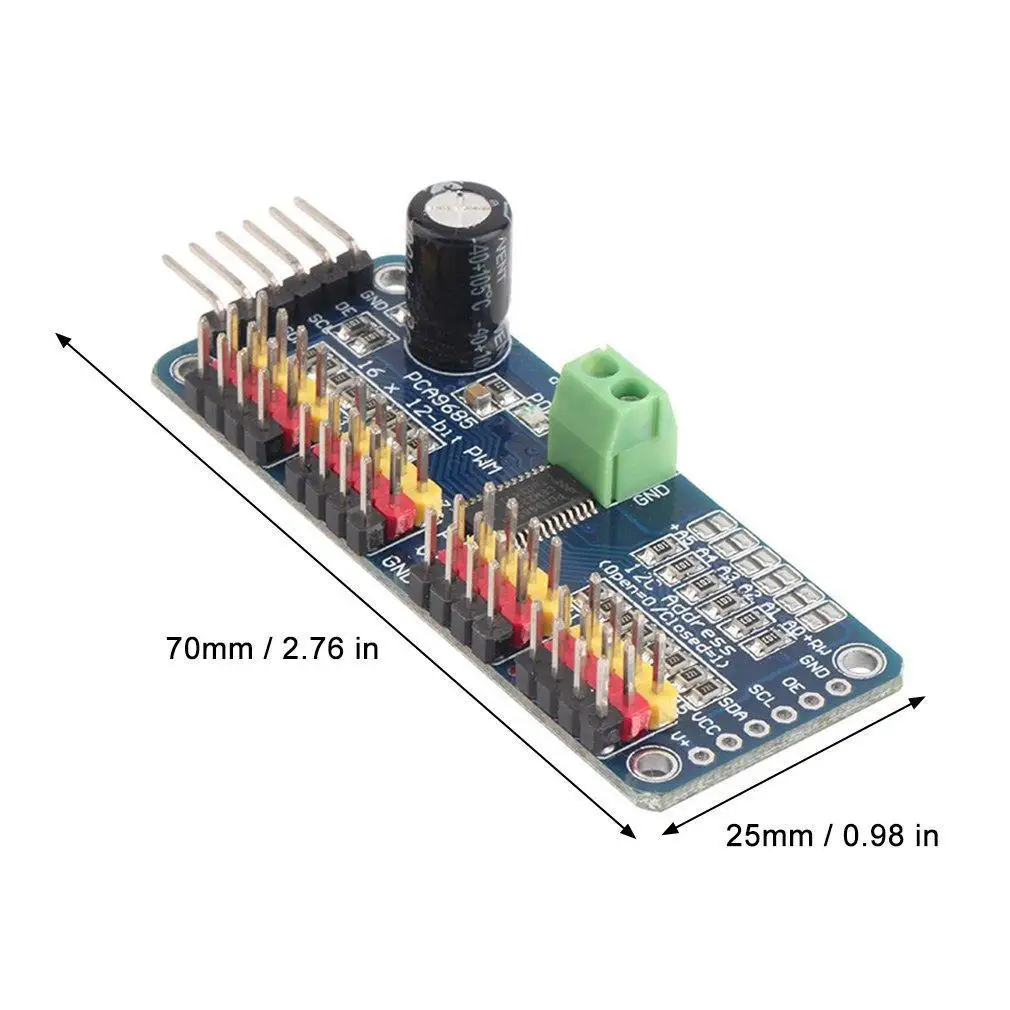 PCA9685 16-канальный 12-битная ШИМ водитель серводвигателя I2C модуль для робота