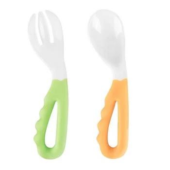 

Tableware Spoon Fork Baby Feeding PP For Toddlers Curved Handle Easy-to-Hold