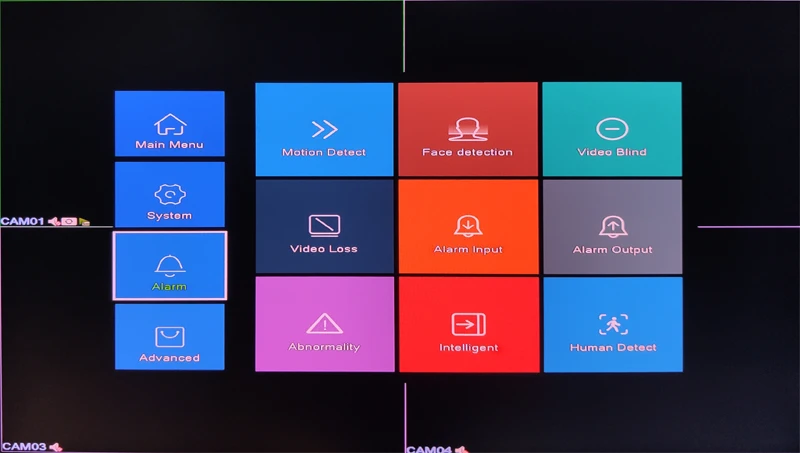 8MP 4K Surveillance Camera XMeye Audio Face Detect Hi3521D 4CH 4 Channel Hybrid WIFI 6 in 1 H.265+ XVI TVI CVI NVR AHD CCTV DVR alarm picture show