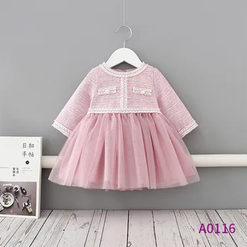 

2020 Spring Baby Girl Infant Fashion Dress Plaid Mesh Girls Kids Elegant Party Birthday Clothes