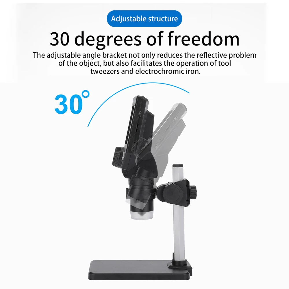 Microscope G1000 Digital Microscope for Soldering 4.3 Inch Large Base LCD Display 8MP 1-1000X Continuous Amplification Magnifier