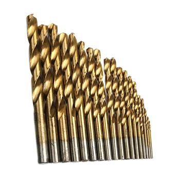 

19pc HSS HIGH SPEED STEEL DRILL BIT SET ROUND SHANK BITS - TITANIUM COATED NEW