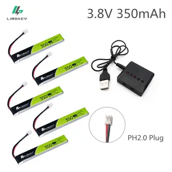 

5PCS Limskey 1S 350mAh 3.8V 30C/60C 4.35V HV Lipo battery PH2.0 Plug for BetaFPV 65S UK65 Blade Inductrix UR65 Tiny Whoop Drone