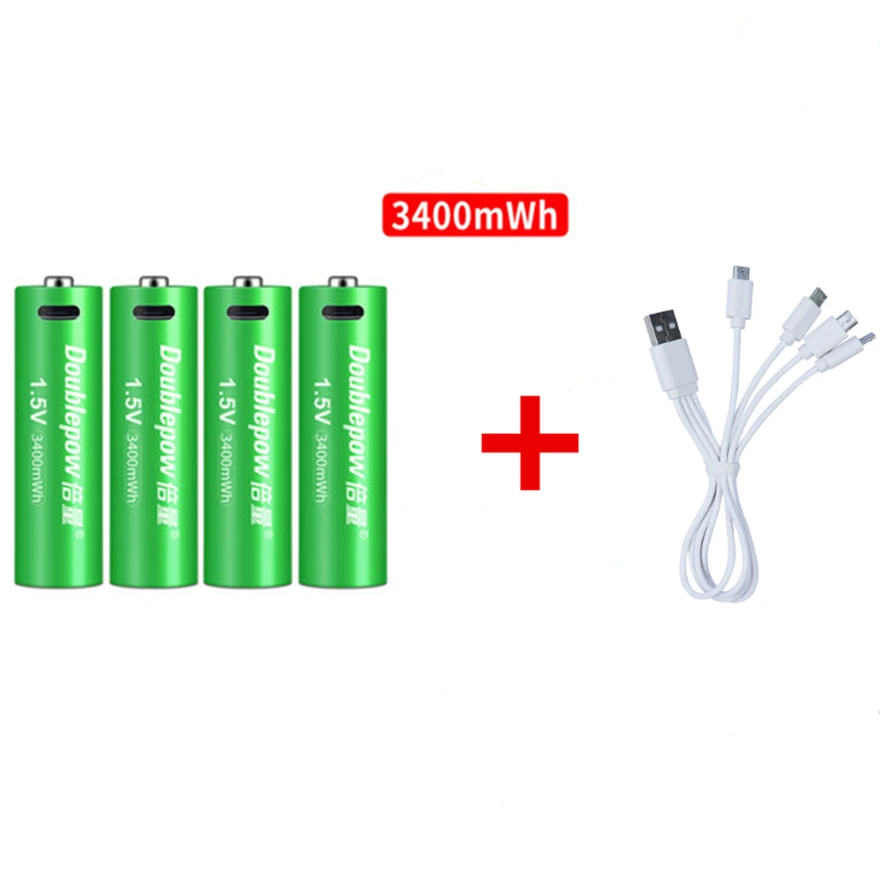 Original 1.5V AA rechargeable battery 3400mWh USB rechargeable lithium