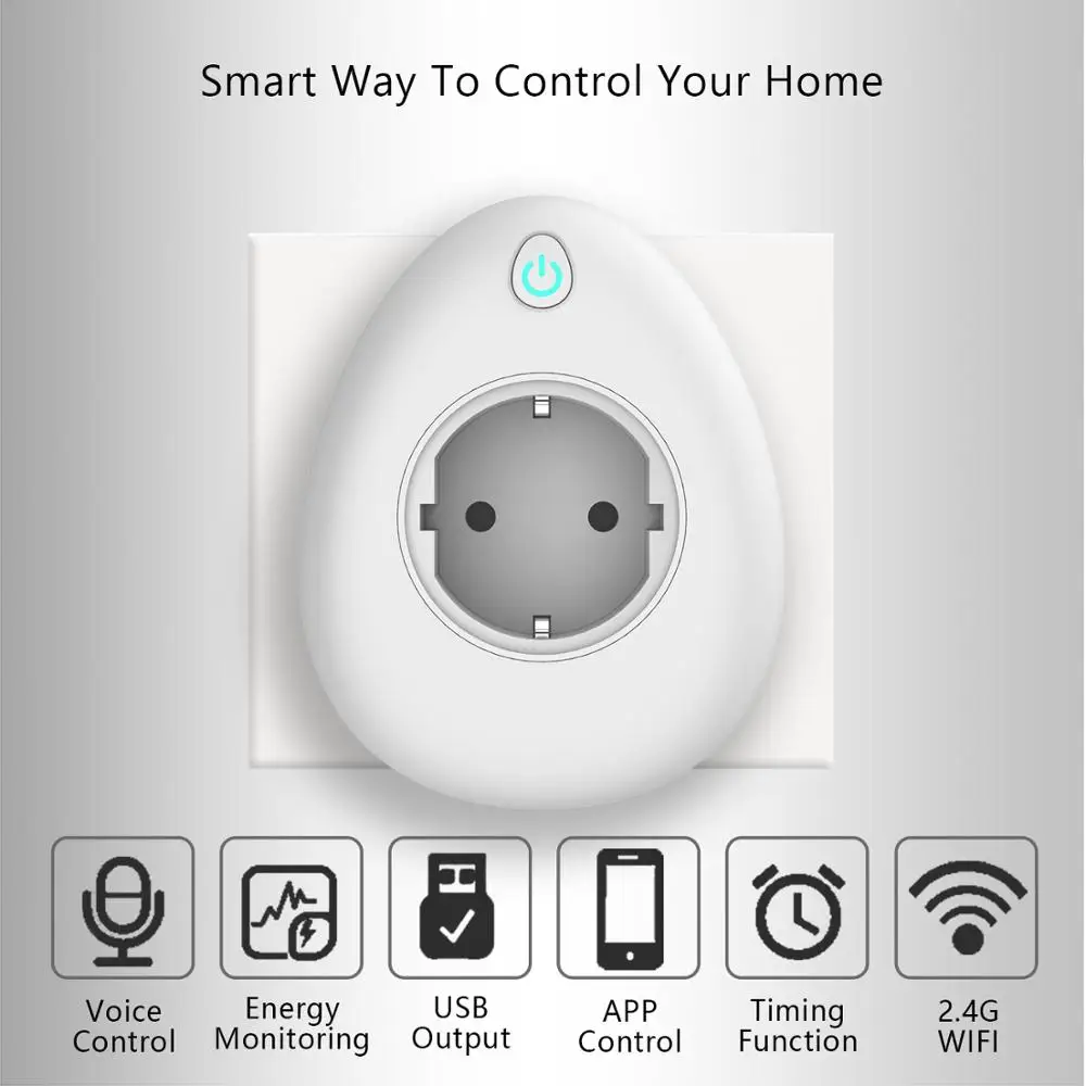 

Timethinker Tuya Smart Socket 16A with Power Monitoring US EU UK India Israel WiFi Plug Voice Control Work with Alexa googlehome