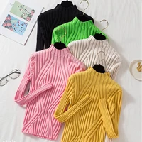 AOSSVIAO 2025 Knitted Women high neck Sweater Pullovers Turtleneck Autumn Winter Basic Women Sweaters Slim Fit Black - Image 2