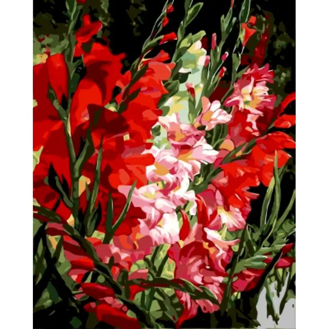 GATYZTORY DIY Painting By Numbers red Flowers Oil Painting Abstract Canvas Drawing Wall Decor HandPainted Kits 996031