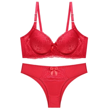 

Sexy Lace Bra Large Size Bras Briefs Set Seamless Bra Set Push Up Underwire B C Cup Brassiere Panties For Women Female Intimates