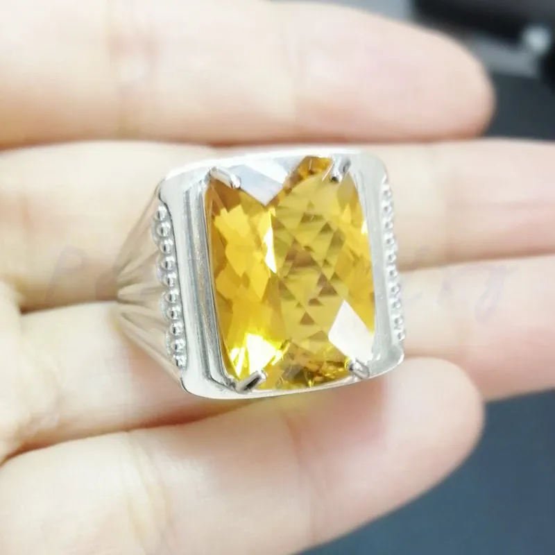 Мужское кольцо с натуральным цитрином,, 925 пробы silver12ct, большой драгоценный камень для мужчин или wo мужчин, хорошее ювелирное изделие# R982602