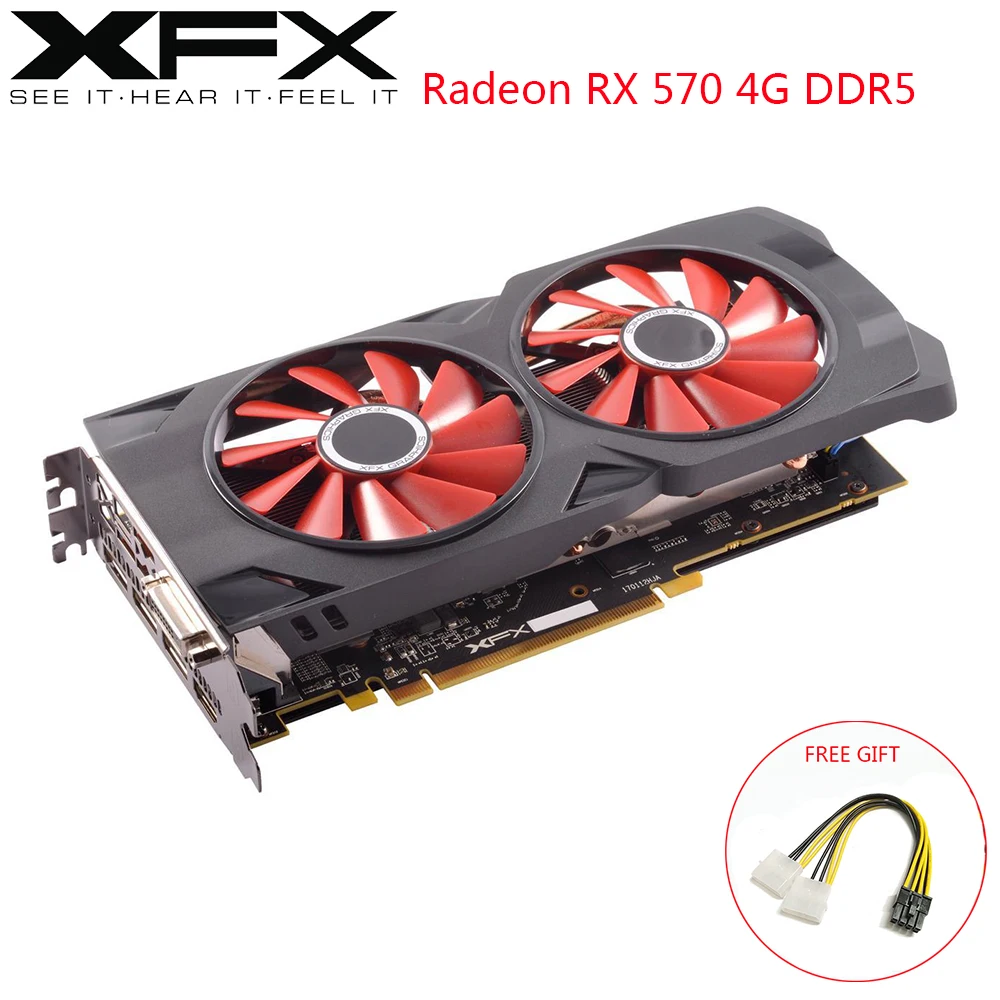 Видеокарта XFX AMD Radeon RX570 4 ГБ DDR5 графическая карта GPU RX 570 Гб PCI E X16 игровой компьютер