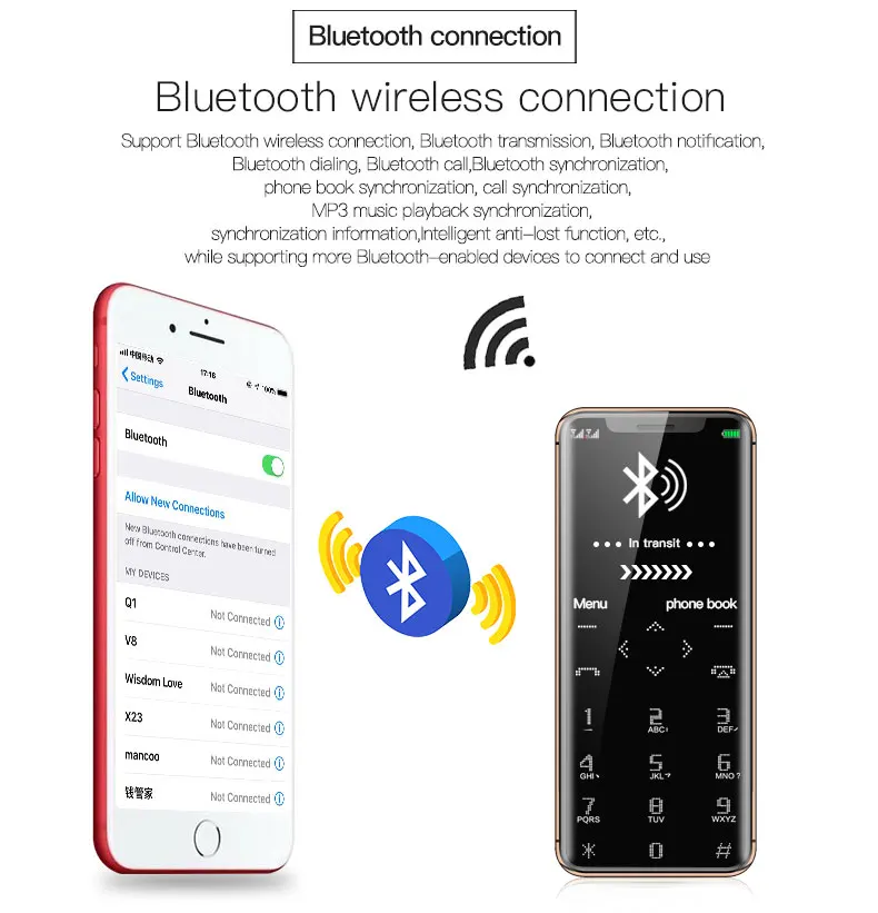 Ультратонкий металлический корпус маленький мобильный телефон Bluetooth Dialer с двумя sim-картами подарок для детей чехол+ Защитная пленка для экрана