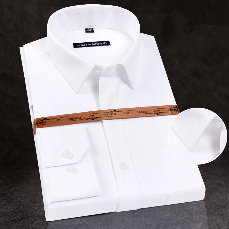 2019 nueva camisa de manga larga de algodón de alta calidad para hombres, ropa de trabajo de negocios juvenil sin hierro, camisa blanca para hombres N5208|Camisas informales| - AliExpress