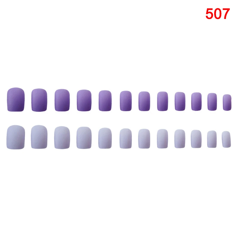 507 24pcs Detachable Wearable Matte False Nails Full Cover Short Style Candy Color Fake Nail ZGOOD - Цвет: 507