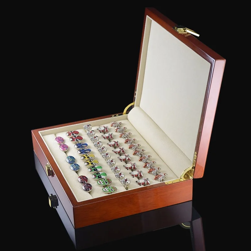 Ring Cufflinks Display Gift Box High Quality Painted Wooden Boxes Authentic 240*180*55mm Capacity Jewelry Organizer Storage Box 100 500 1000pcs jewelry price tags sticker label for necklace ring earring repair card small business display packaging material