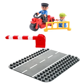 

For Locking Duplo Friends Figures Road Base Plate Barrier Toys For Children Kids Compatible Big Size Duploe City Building Blocks