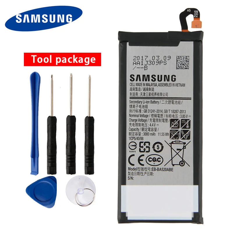 Оригинальный высококачественный аккумулятор для Samsung GALAXY A5 2017 EB BA520ABE A520 A520F 3000