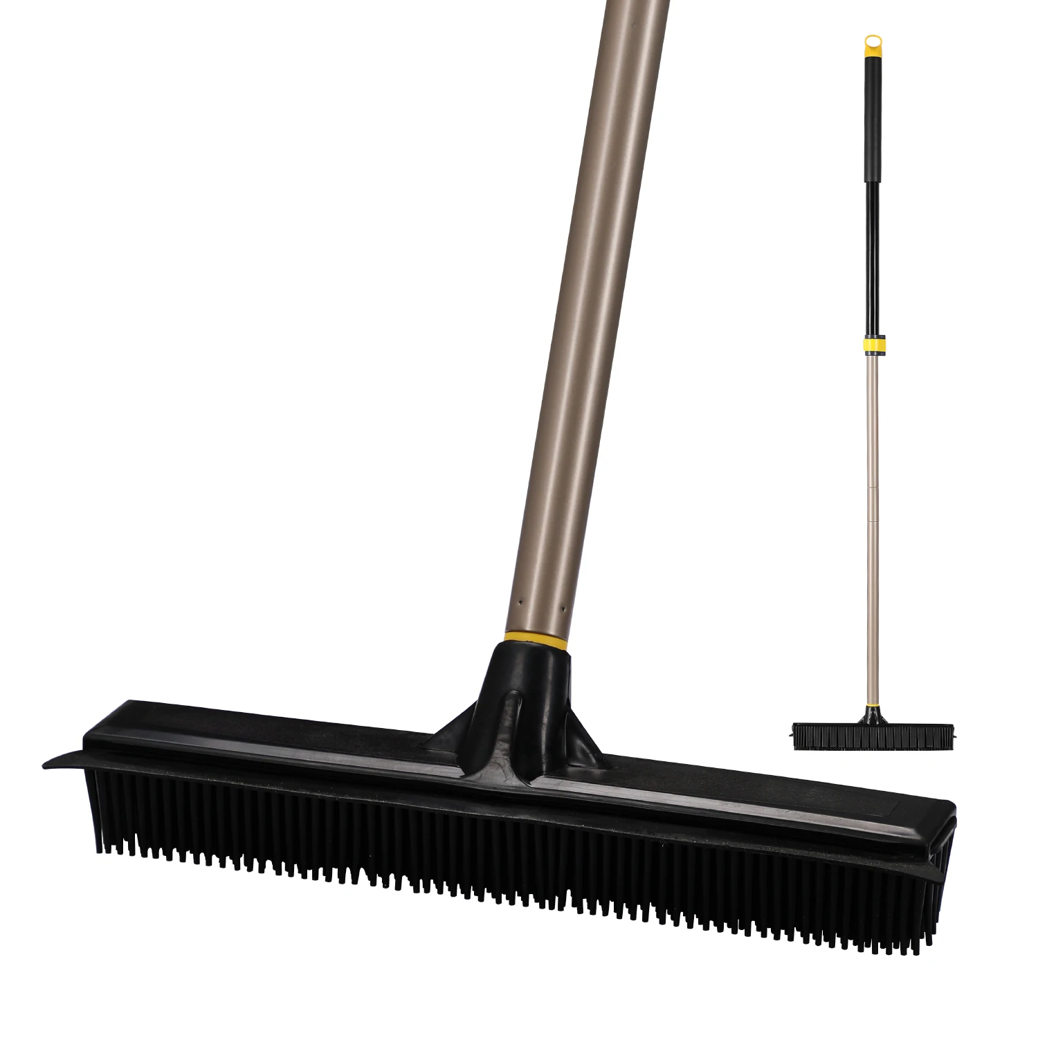 Cleanhome-escoba telescópica con cerdas de goma, cepillo de alfombra con mango largo ajustable de 53 pulgadas para limpieza de suelo de azulejos de vidrio para el hogar