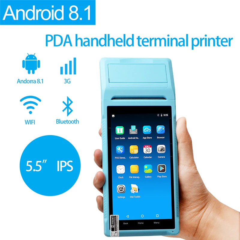PDA POS ручной Термальный чековый принтер 58 мм Bluetooth Wi-Fi система Android 8 1 сканер