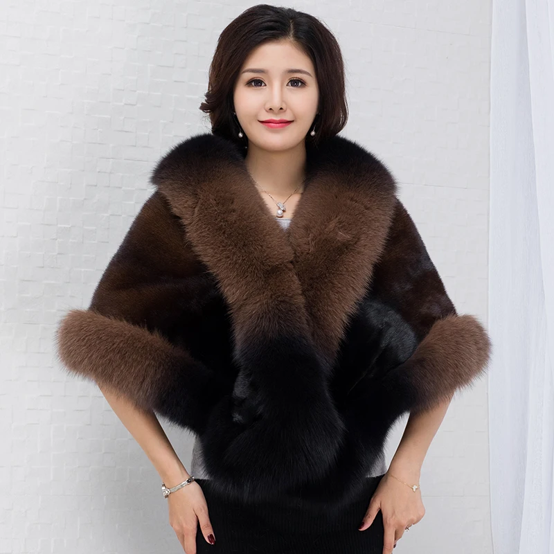 Многоцветный inverno полностью из норки colete de pele das mulheres curto moda generosa gola de pele de raposa colete de pele de vison - Цвет: Многоцветный