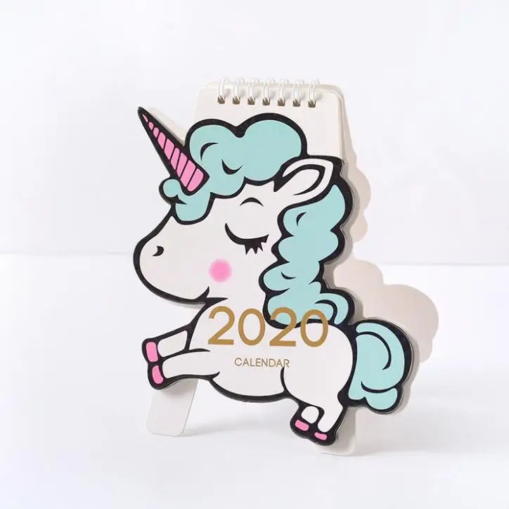 1 шт. Новый Kawaii 2020 милый Единорог кошка животные лазерный Настольный календарь вишневый цвет календарь ежедневный планировщик расписаний