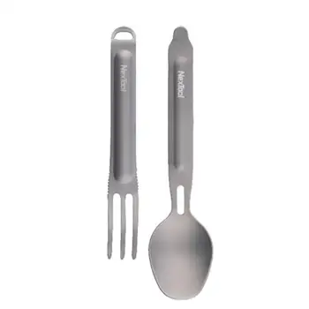

Outdoor Sport Military Tableware Ultralight Titanium Alloy Fork and Spoon Set for Travel Camping Hiking