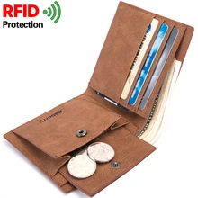 Модные Rfid мужские кошельки с сумкой для монет Rifd защита из искусственной кожи Двойные Короткие Кошельки кредитный держатель для карт бизнес мужской кошелек
