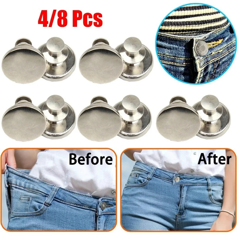 4/8pcs Jean Buttons Adjustable Detachable Jeans Pin Buttons Nail Sewing ...