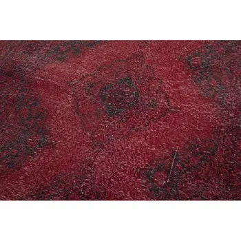 

144x381 Cm Red Handmade English Over Dyed Runner Rug-5x12 Ft