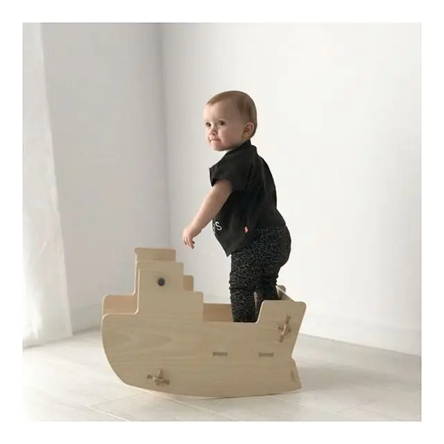 Children's Wooden Rocking Chair Children's Interactive Educational Toys Children's Room Decoration Rocking Chair 2